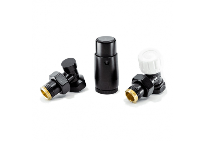 Комплект подключения Schlosser Standard Mini угловой GZ½ × GW½, Ral 9005 matt