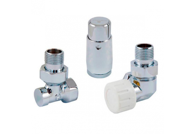 Комплект Schlosser DN15 GZ½ × GW½ осевой правый с головкой Мини M30×1,5, Хром