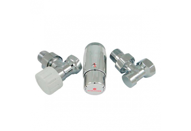 Комплект Schlosser DN15 GZ½ × GW½ угловой с головкой Мини M30×1,5, Хром