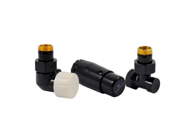 Комплект трехосевой Schlosser DN15 GZ½ × GW½, левый, с головкой Мини M30×1,5, Черный
