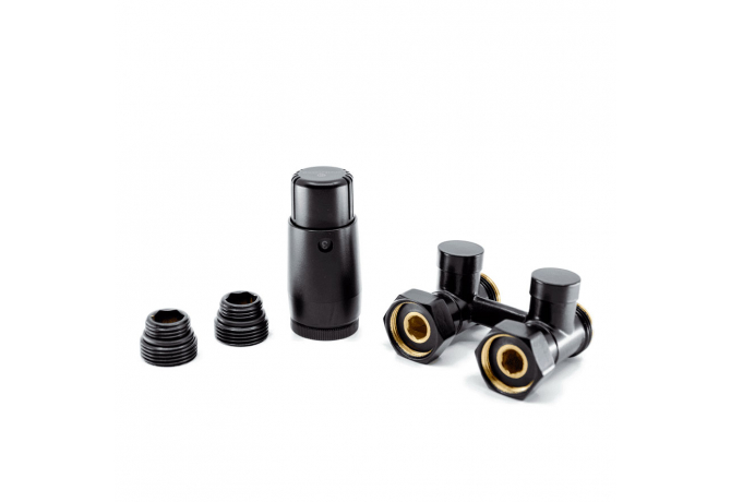 Комплект узла нижнего подключения Schlosser Standard прямой G¾×¾, Ral 9005 матовый