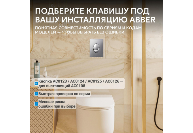 Кнопка смыва ABBER AC0125 пневматическая. хром глянцевый