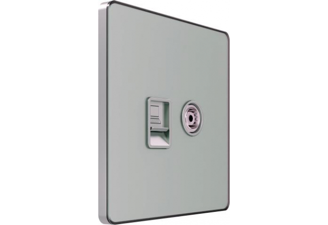 Комбинированная розетка TV/FM + RJ45 Cat.5e Systeme Electric Infinity, Таежное утро, FSE000889