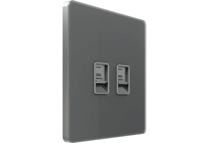 Компьютерная розетка RJ45 Cat.5e, 2 порта Systeme Electric Infinity, Вулканический пепел, FSE000785