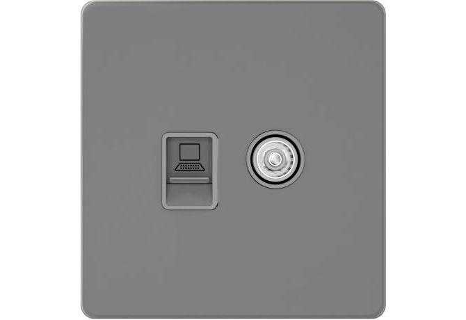 Комбинированная розетка TV/FM + RJ45 Cat.5e Systeme Electric Infinity, Вулканический пепел, FSE000789