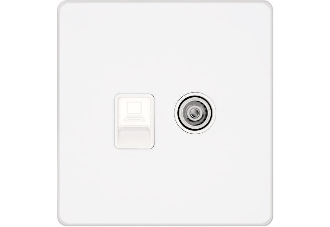Комбинированная розетка TV/FM + RJ45 Cat.5e Systeme Electric Infinity, Арктический лед, FSE000189