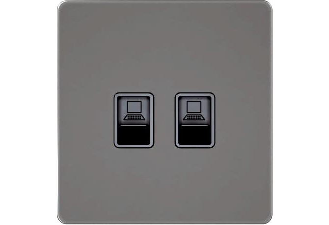 Компьютерная розетка RJ45 Cat.5e, 2 порта Systeme Electric Infinity, Полярная ночь, FSE001085