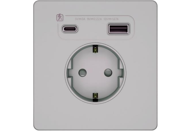 Розетка с заземлением, шторками и USB-A + USB-C 20 Вт Systeme Electric Infinity, Таежное утро, FSE000832