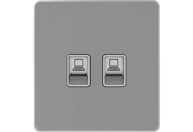 Компьютерная розетка RJ45 Cat.5e, 2 порта Systeme Electric Infinity, Вулканический пепел, FSE000785