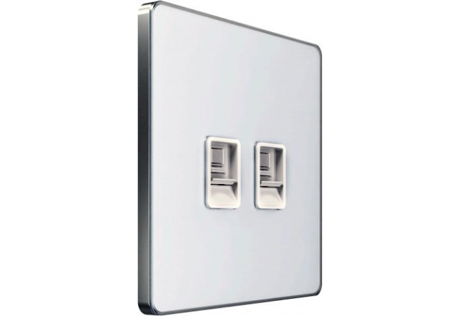 Компьютерная розетка RJ45 Cat.6, 2 порта Systeme Electric Infinity, Арктический лед, FSE000188